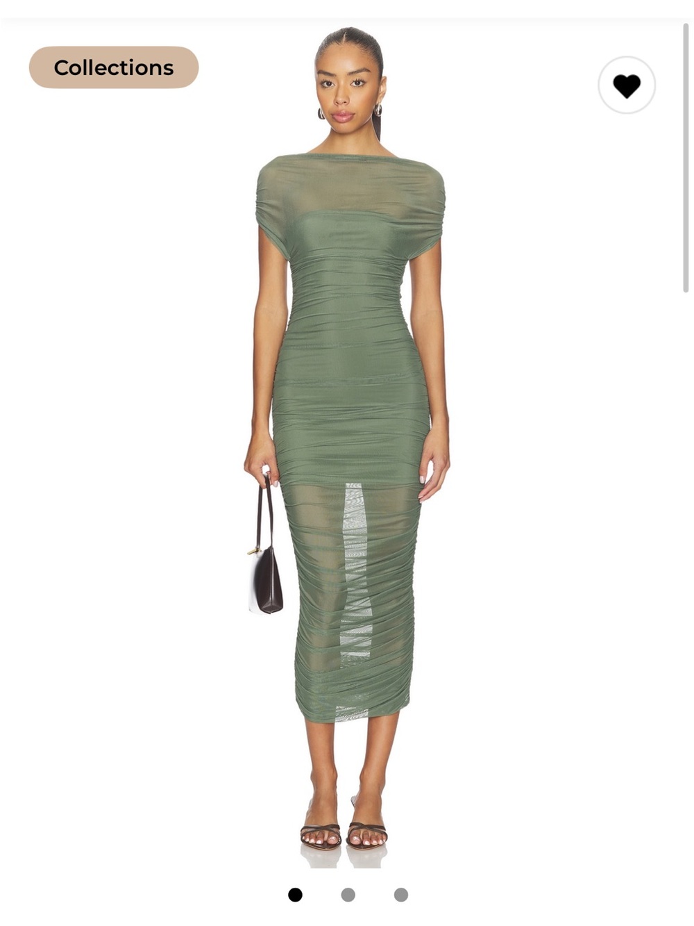Seroya Noel Off Shoulder Mesh Midi Dress in Grove Green